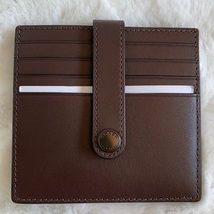 NWT Coach dark brown snap-button card case